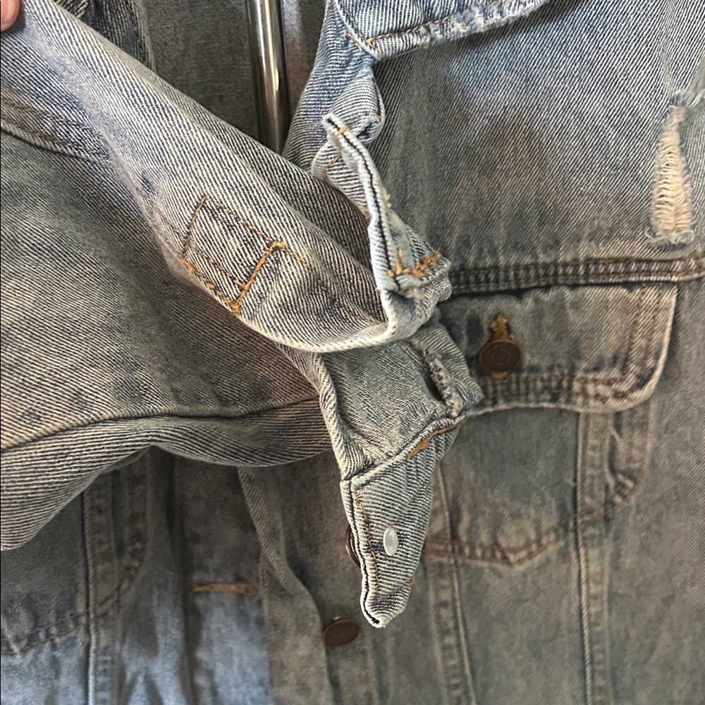 Talula Light Blue Distressed Jean Jacket - Picture 5 of 6